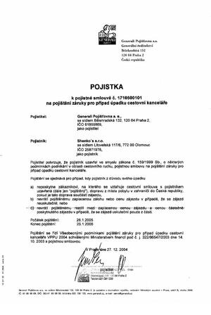 CK SHENKOS pojistka